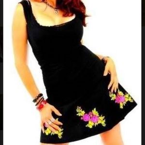 BETSEY JOHNSON Black with flowers dress